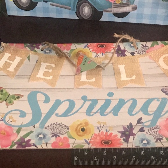 Spring MDF and Burlap Hanging Wall Sign Set - Picture 4 of 14